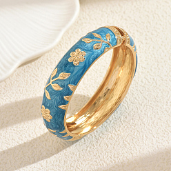 Светло-Голубой Винтажные элегантные цветочные браслеты из сплава с шарнирами для женской праздничной одежды, Небесно-голубой, внутренний диаметр: 2-3/8 дюйм (6 см)