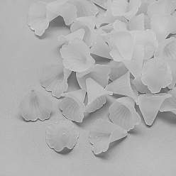 Прозрачный Прозрачные колпачки акриловая бисера, труба цветок бисер, матовые, прозрачные, 19~20x18~19x17 мм, Отверстие : 1.5 мм , около 580 шт / 500 г