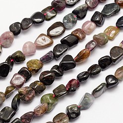 Турмалин Натуральные разноцветные нити из турмалина, упавший камень, самородки, 3~14x3~14 мм, отверстие : 1 мм, о 15.35 дюйме