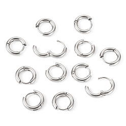 Нержавеющая Сталь Цвет 6 пары, устойчивые к потускнению 202 серьги-кольца из нержавеющей стали, гипоаллергенные серьги, с 316 хирургическими штифтами из нержавеющей стали, цвет нержавеющей стали, 10 датчик, 12~13x2.5 мм