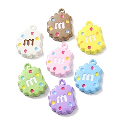 (52) Непрозрачная лаванда Подвески из эмалевого сплава с распыляемой краской, стойки покрытие, печенье с подвесками в виде буквы М, разноцветные, 21x15.5x4 мм, отверстие : 1.8 мм