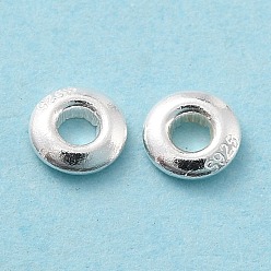 Серебро 925 люверс из стерлингового серебра, для изготовления пакетов, плоско-круглые, серебряные, 0.35x0.08 см, отверстие : 1.2 мм