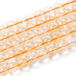 Citrine Natural Citrine Beads Strands, Round, 6x6mm, Hole: 1mm, about 62pcs/strand, 15.5 inch