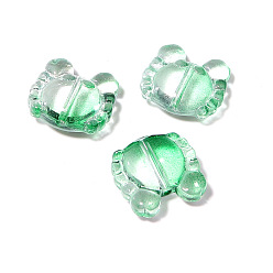 Medium Sea Green Transparent Glass Beads, Crab Animal, Medium Sea Green, 14x13mm, Hole: 1.3mm, 50Pcs/bag