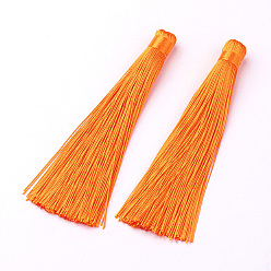 Dark Orange Nylon Tassels Big Pendant Decorations, Dark Orange, 120x10mm, Hole: 5mm