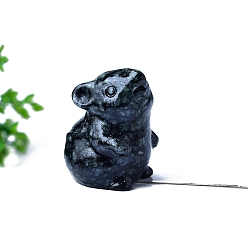 Larvikite Натуральные ларвикитовые фигурки мышей, статуи для украшения рабочего стола для домашнего офиса, 35 мм