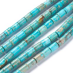 Бирюза Натуральные имперские нитки из яшмы, окрашенные, кубические, бирюзовые, 6~6.5x7.5~8 мм, отверстие : 1.4 мм, около 50 шт / нитка, 15.75'' (40 см)