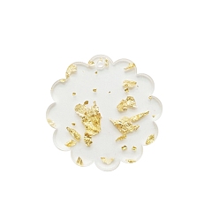 Flower Acrylic Big Pendants, with Gold Foil, Acrylic Disc, DIY Disc Keychain Accessories, Flower, 50mm