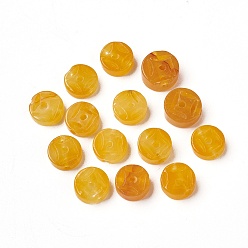 Желтый Натуральный белый нефритовые четки, окрашенные, монеты, желтые, 7~8x2.5~3.5 мм, отверстие : 1.2 мм