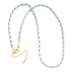 Зеленый Изготовление ожерелий из плетеного поликоттонового шнура, с латунными выводами и 303 застежками из лобстера из нержавеющей стали, реальный 18 k позолоченный, зелёные, 18.11~18.19 дюйм (46~46.2 см)