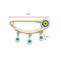 Evil Eye Брошь-подвеска из сплава сглаза с эмалью, золотые, злые глаза, 50 мм, Кулон : 6 мм