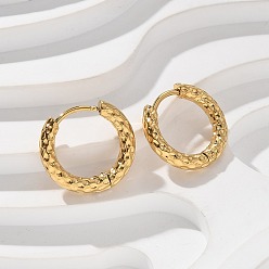 Настоящее золото 18K Ионное покрытие (ip) 304 серьги-кольца из нержавеющей стали с желобками, реальный 18 k позолоченный, 15x2.5 мм, штифты : 1 мм