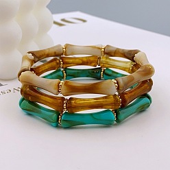 Темно-Золотистый Браслеты из акрила и бамбука для женщин, темные золотарник, внутренний диаметр: 2-1/4 дюйм (5.8 см)