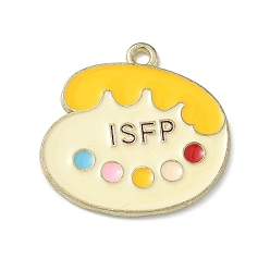Disc Подвески из эмалевого сплава в стиле mbti, золотые, палитра со словом isfp, 24.5x25x1.5 мм, отверстие : 1.8 мм