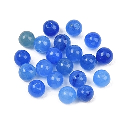 Blue Natural Myanmar Jade Burmese Jade Beads, Dyed, Smooth Round, Blue, 4mm, Hole: 1mm