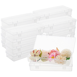 Clear 20Pcs Plastic Packing Boxes with Hinged Lid, Rectangle, Clear, 6.7x15.4x3.05cm, Inner Diameter: 5.8x14.8cm