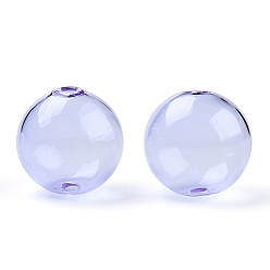 Lilac Transparent Blow High Borosilicate Glass Globe Beads, Round, for DIY Wish Bottle Pendant Glass Beads, Lilac, 18x17mm, Hole: 2mm