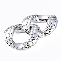 Серебро Акриловые кольца с покрытием uv , разъемы для быстрой связи, для изготовления украшений из цепочек, Twist овальные, серебряные, 48x42x14 мм, внутренний диаметр: 30x23 мм