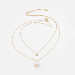 Античный Белый Многоярусные ожерелья с натуральным жемчугом барокко кеши, двухслойные ожерелья, с латунными цепями и находками, картонные коробки ювелирных изделий, старинный белый, 16.3 дюйм (41.5 см)