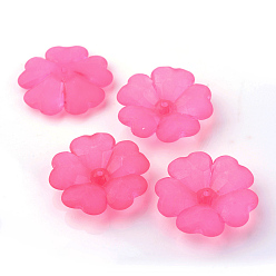 Mixed Color Transparent Acrylic Beads, Frosted, Flower, Mixed Color, 28x27x6.5mm, Hole: 2mm, about 219pcs/500g