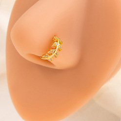 Лист Сплав кристалл горный хрусталь обруч клипса на кольца для носа, золотые, лист, 11x11 мм