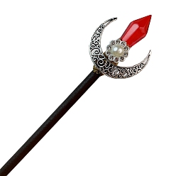 Луна Деревянная палочка для волос, с алюминиевыми и пластиковыми выводами, аксессуары для волос, луна, 185 мм