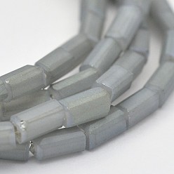 Светлый Стально-синий Полный радуга покрытием граненых стеклянных бусин прямоугольного параллелепипеда пряди, матовые, светло-стальной синий, 5x3x3 мм, отверстие : 1 мм, около 100 шт / нитка, 18.8 дюйм