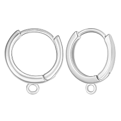 Platine 1 paire 925 boucles d'oreilles créoles en argent sterling, platine, 13x11.5x1.5mm, Trou: 1.2mm
