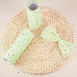 Pale Green BENECREAT Heart Glitter Sequin Deco Mesh Ribbons, Tulle Fabric, Tulle Roll Spool Fabric For Skirt Making, Pale Green, 6 inch(15cm), about 10yards/roll(9.144m/roll)
