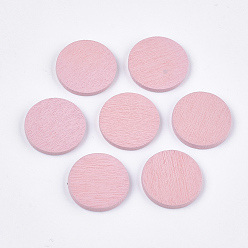 Pink Painted Poplar Wood Cabochons, Flat Round, Pink, 19x2mm
