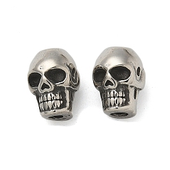 Античное Серебро Шарики из нержавеющей стали, череп, античное серебро, 11.5x8x8.5 мм, отверстие : 2 мм
