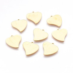 Golden 304 Blankoanhänger aus Edelstahl, Herz, golden, 15.5x15x0.8 mm, Bohrung: 1.2 mm