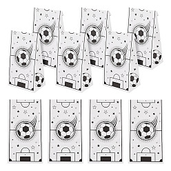 White 15Pcs Football Pattern Paper Bakery Bags, Food Grade Food, Candy Bags, Rectangle, White, 119x70x218mm