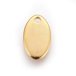 Real 24K Gold Plated 201 Stainless Steel Stamping Blank Tag Pendants, Oval, Real 24k Gold Plated, 12.5x7.5x1.2mm, Hole: 1.5mm