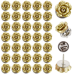 Oro 50 piezas broches de latón, con la flor de la resina, Platino, oro, 15 mm