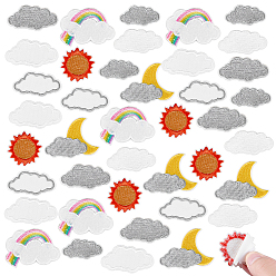 (52) Непрозрачная лаванда 40шт. 5 пакеты полиэстеровые нашивки, аксессуары для костюма, облако, солнце, луна и радуга, разноцветные, 18~42x33~50x1~1.5 мм, 8 шт / пакет
