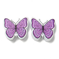 Средняя Орхидея Печатные деревянные бусины, бабочка / пчелы, средне орхидеи, 17~17.5x20x6 мм, отверстие : 2.5 мм