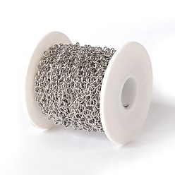 Stainless Steel Color 304 Stainless Steel Rolo Chains, Belcher Chain, with Spool, Unwelded, Stainless Steel Color, 5x0.8mm, about 32.8 Feet(10m)/roll