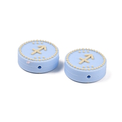 Стрелец Фокальные бусины из пищевого силикона, круглые с двенадцатью созвездиями, Стрелец, 25x9.5 мм, отверстие : 2.5 мм