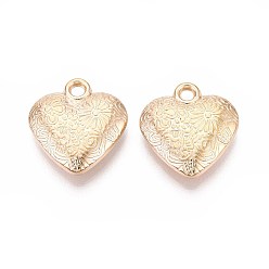 Light Gold Пластмассовые подвески ccb, Сердце со цветками , золотой свет, 25.3~25.9x24x6 мм, отверстие : 3 мм