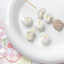 Прозрачный АВ Непрозрачные акриловые бусины, сердце, ясно AB, 15x19 мм, отверстие : 2.9 мм