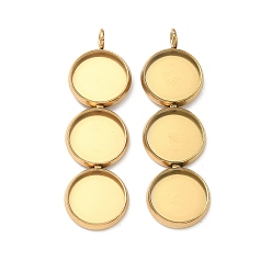 Золотой 304 Настройки кабошон из нержавеющей стали кулон, чашки безель с краями, золотые, 38.5x11.5x2 мм, отверстие : 2.3 мм, Размер лотка: 10 мм