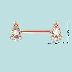 Розовое Золото 304 Кольца для сосков из нержавеющей стали с кристаллами и стразами, розовое золото , 9.5x6 мм