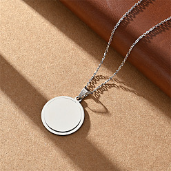 Плоский Круглый 201 Геометрические подвески на цепочке из нержавеющей стали, цвет нержавеющей стали, без потускнения, плоско-круглые, 19.69 дюйм (50 см)