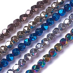 Mixed Color Electroplate Non-magnetic Synthetic Hematite Beads Strands, Faceted, Round, Mixed Color, 4.2x4.2x4.2mm, Hole: 0.5mm, about 92~95pcs/strand, 15.9 inch~16.37 inch(40.4~41.6cm)