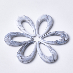 WhiteSmoke Acrylic Pendants, Imitation Gemstone Style, teardrop, WhiteSmoke, 44.5x25.5x6mm, Hole: 1.4mm, about 185pcs/500g