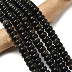 Золотой Обсидиан Естественный золотистый отлив обсидиан бисер пряди, рондель, 8.5x5.5 мм, отверстие : 1 мм, около 73 шт / нитка, 15.35'' (39 см)