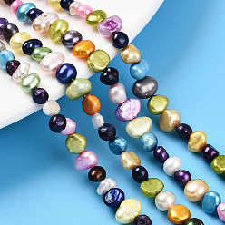 (52) Непрозрачная лаванда Нити из натурального культивированного пресноводного жемчуга, окрашенные, две боковые полированные, разноцветные, 2.5~6.5x3.5~8x1.5~5.5 мм, отверстие : 0.6 мм, около 70~75 шт / нитка, 13.58 дюйм (34.5 см)