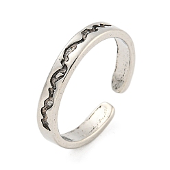 Antique Silver Alloy Cuff Rings for Women Men, Antique Silver, 3mm, US Size 7 1/4(17.5mm)