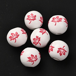 Красный Древесина европейского бисера, бусины с большим отверстием, кленовый лист, рондель, красные, 16x14.5~15 мм, отверстие : 4 мм